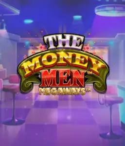 Скриншот игрового автомата The Money Men Megaways от Pragmatic Play, показывающее динамичный городской пейзаж с элементами хип-хоп культуры. На переднем плане видны символы слота: золотые украшения, крутые автомобили и изображения, исполняющие рэп жесты, создающие атмосферу настоящего хип-хоп выступления. Название слота The Money Men Megaways расположен в верхней части изображения, подчеркивая тематику и стиль слота.